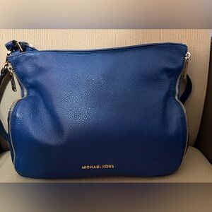 Michael Kors Royal Blue Pebbled Soft Leather Shoulder Bag 
11 x 10.25